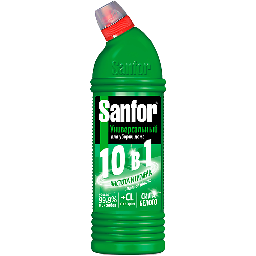 

САНФОР UNIVERSAL 10в1 Средство для чистки и дезинфекции Зеленое яблоко 750, UNIVERSAL 10в1 Средство для чистки и дезинфекции Зеленое яблоко