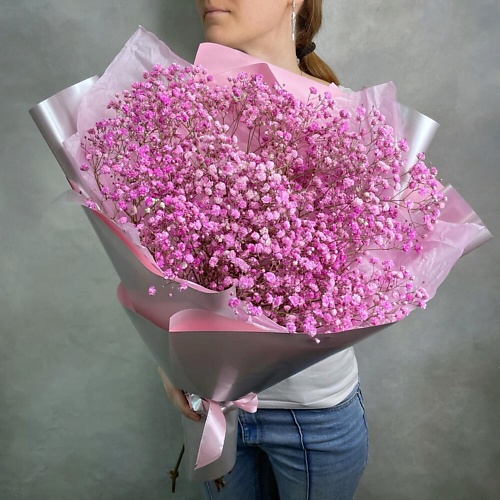 

ДАРИ ЦВЕТЫ Розовый космический M- букет из гипсофилы, Розовый космический M- букет из гипсофилы