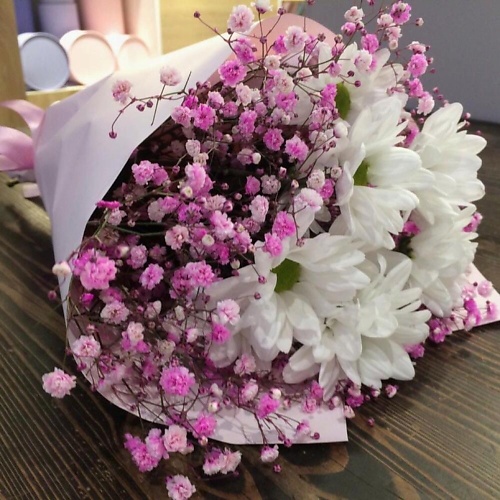 

ДАРИ ЦВЕТЫ Гипсофила с хризантемой, Гипсофила с хризантемой