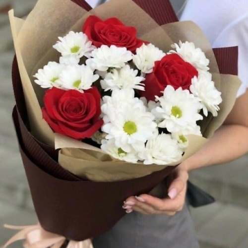 

ДАРИ ЦВЕТЫ Букет розы с хризантемами, Букет розы с хризантемами