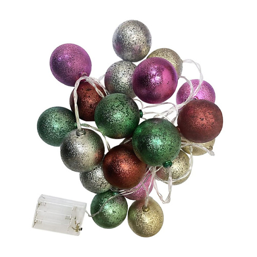 

HOMIUM Гирлянда светодиодная ZDK "Шары блестящие" 20 LED 5м на батарейках, Гирлянда светодиодная ZDK "Шары блестящие" 20 LED 5м на батарейках