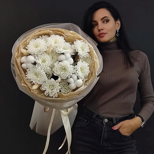 ДАРИ ЦВЕТЫ Хризантема с хлопком 3397₽