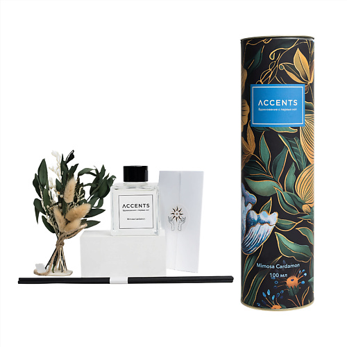 

ACCENTS ВДОХНОВЕНИЕ С ПЕРВЫХ НОТ Аромадиффузор для дома с сухоцветами Mimosa Cardamon 100, Аромадиффузор для дома с сухоцветами Mimosa Cardamon