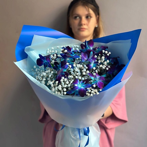 

РЯБИНА ЦВЕТОЧНАЯ МАСТЕРСКАЯ Букет с орхидеями и гипсофилой, Букет с орхидеями и гипсофилой