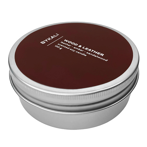 

BYKALI Свеча ароматическая "Кожа и древесина" в банке с крышкой 120, Свеча ароматическая "Кожа и древесина" в банке с крышкой