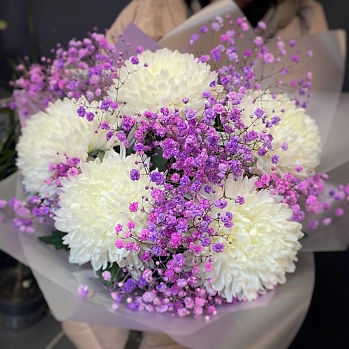 

ДАРИ ЦВЕТЫ Хризантемы с гипсофилой, Хризантемы с гипсофилой