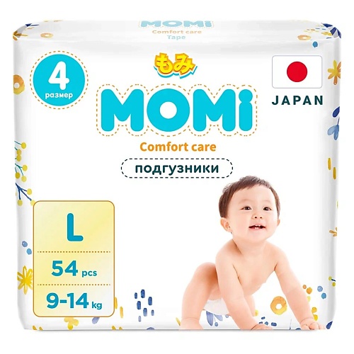 

MOMI Подгузники "Comfort Care" размер L 9-14 кг, Подгузники "Comfort Care" размер L 9-14 кг