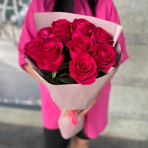 

ДАРИ ЦВЕТЫ Букет из 9 малиновых роз, Букет из 9 малиновых роз