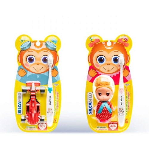 

SILCAMED Набор детский, Зубная щетка Серебро, мягкая, 3+ с игрушкой, Набор детский, Зубная щетка Серебро, мягкая, 3+ с игрушкой