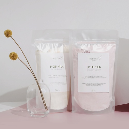 

DAILY BLISS SKINCARE Набор молочко для ванны с клубничной пудрой и кокосовым молоком 2, Набор молочко для ванны с клубничной пудрой и кокосовым молоком