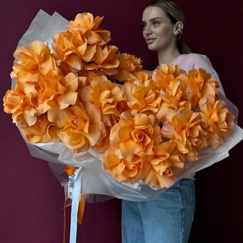 

ДАРИ ЦВЕТЫ Букет из 21 французской персиковой розы, Букет из 21 французской персиковой розы