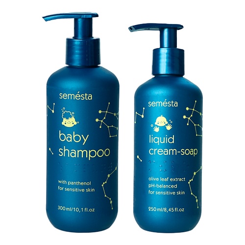 

SEMESTA Набор нежности Детское крем-мыло + Детский шампунь без слез для новорожденных 0+, Набор нежности Детское крем-мыло + Детский шампунь без слез для новорожденных 0+