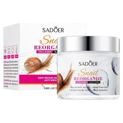 

SADOER Маска для лица ночная с улиточным восстанавливающим коллагеном 110, Маска для лица ночная с улиточным восстанавливающим коллагеном