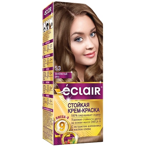 Краски для волос  Лэтуаль ECLAIR Стойкая крем-краска  для волос с маслами OMEGA 9