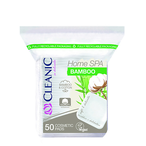 

CLEANIC Home Spa Bamboo Гигиенические ватные диски квадратные, Home Spa Bamboo Гигиенические ватные диски квадратные