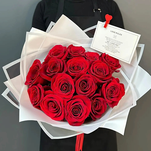 

PINKBUKET Букет из 15 красных роз "Elite White", Букет из 15 красных роз "Elite White"