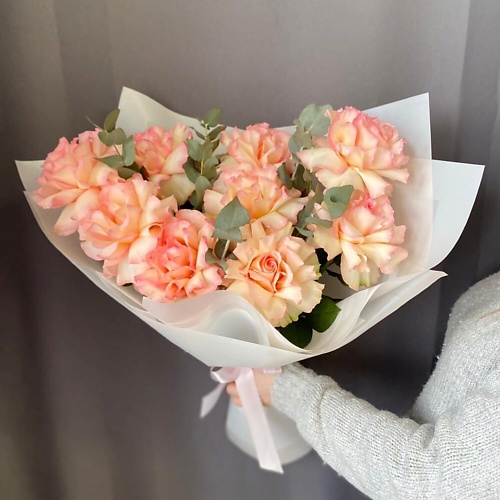 

ДАРИ ЦВЕТЫ Розовая роза эсперанса с эвкалиптом, Розовая роза эсперанса с эвкалиптом