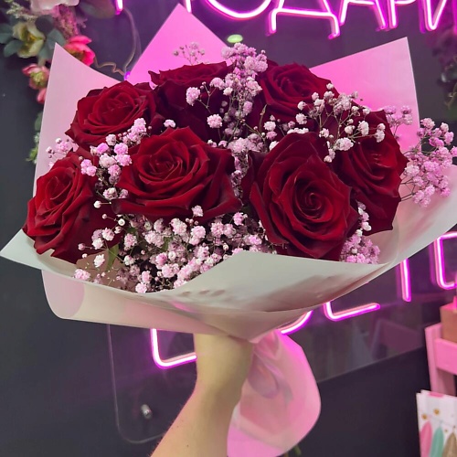 

ДАРИ ЦВЕТЫ Розы с гипсофилой, Розы с гипсофилой