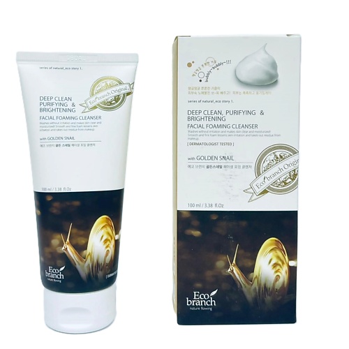 

ECOBRANCH Глубокоочищающая пенка с муцином улитки 100, Глубокоочищающая пенка с муцином улитки