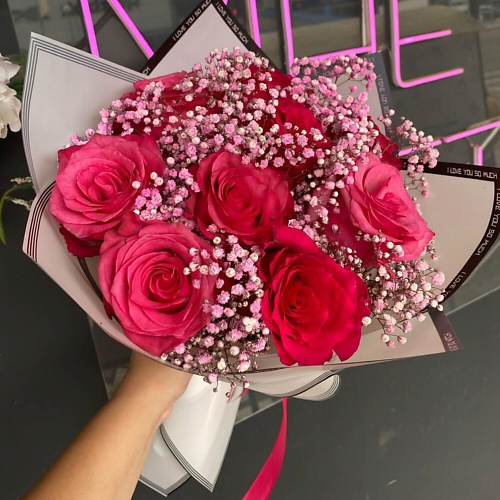 

ДАРИ ЦВЕТЫ Розы с гипсофилой, Розы с гипсофилой