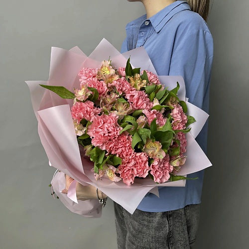 

БАЗАЦВЕТОВ24.РУ Букет из 15 розовых диантусов и 7 розовых альстромерий в яркой упаковке, Букет из 15 розовых диантусов и 7 розовых альстромерий в яркой упаковке