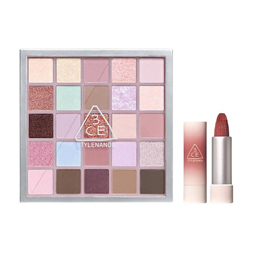 

3CE Набор: Палетка теней для век XL Eyeshadow Palette + Матовая помада для губ Cashmere Hug Lipstick, Набор: Палетка теней для век XL Eyeshadow Palette + Матовая помада для губ Cashmere Hug Lipstick