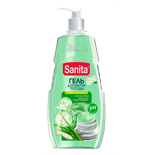 

SANITA Гель для мытья посуды Огурец и лемонграсс 900, Гель для мытья посуды Огурец и лемонграсс