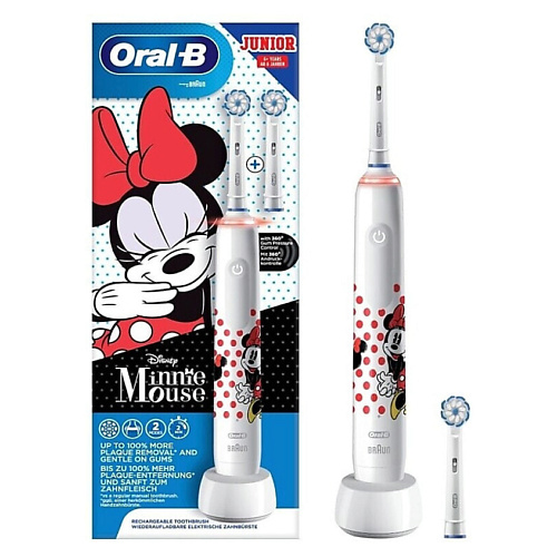 

ORAL-B Детская электрическая зубная щетка Pro 3 Junior Minnie Mouse, Детская электрическая зубная щетка Pro 3 Junior Minnie Mouse