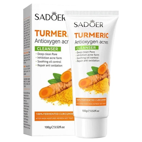 

SADOER Средство для умывания антиоксидантное против акне c куркумой 100, Средство для умывания антиоксидантное против акне c куркумой