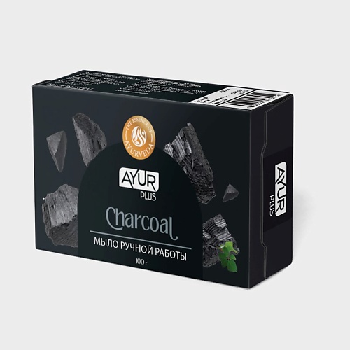

AYUR PLUS Мыло туалетное ручной работы CHARCOAL 100, Мыло туалетное ручной работы CHARCOAL