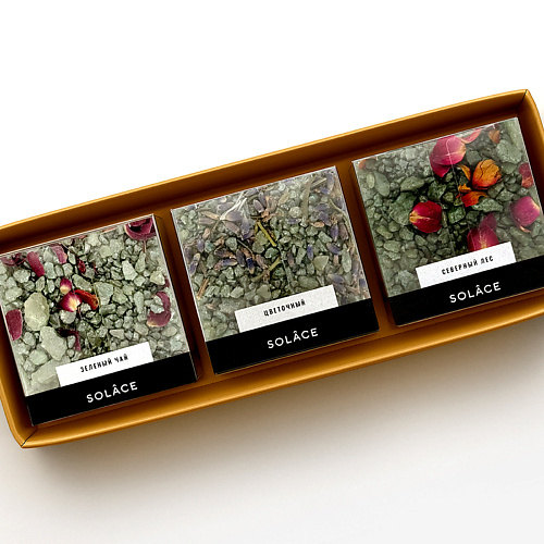 

SOLACE Набор мерцающей соли для ванны Solace (3 шт) с шиммером и сухоцветами 450, Набор мерцающей соли для ванны Solace (3 шт) с шиммером и сухоцветами