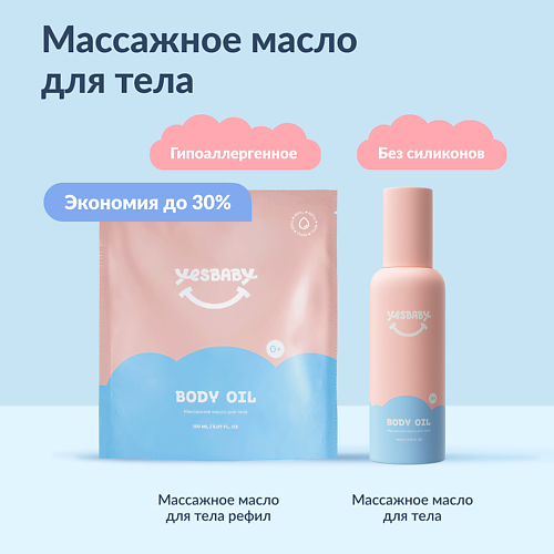 

YESBABY Набор Массажное масло для тела детское BODY OIL и рефил 300, Набор Массажное масло для тела детское BODY OIL и рефил