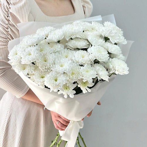 

VIBE СТУДИЯ ЦВЕТОВ И ПОДАРКОВ Букет пышных хризантем - «Белый лебедь», Букет пышных хризантем - «Белый лебедь»