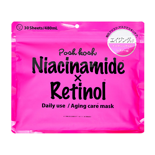 

JAPAN GALS Posh Kosh Антивозрастная маски для лица Ниацинамид + Ретинол 478, Posh Kosh Антивозрастная маски для лица Ниацинамид + Ретинол