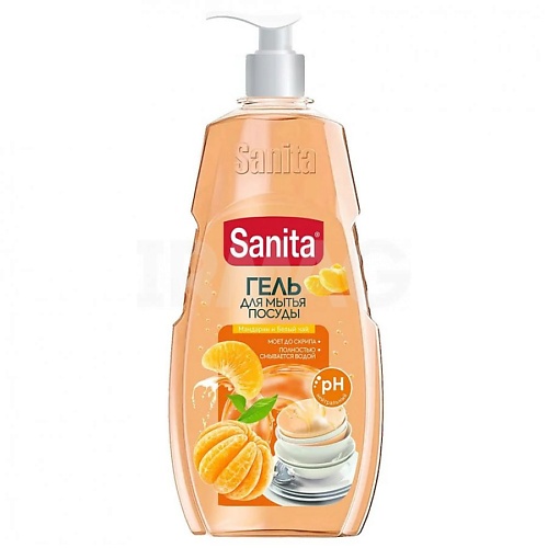 

SANITA Гель для мытья посуды Мандарин и белый чай 900, Гель для мытья посуды Мандарин и белый чай