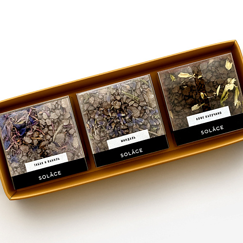 

SOLACE Набор мерцающей соли для ванны Solace (3 шт) с шиммером и сухоцветами 450, Набор мерцающей соли для ванны Solace (3 шт) с шиммером и сухоцветами