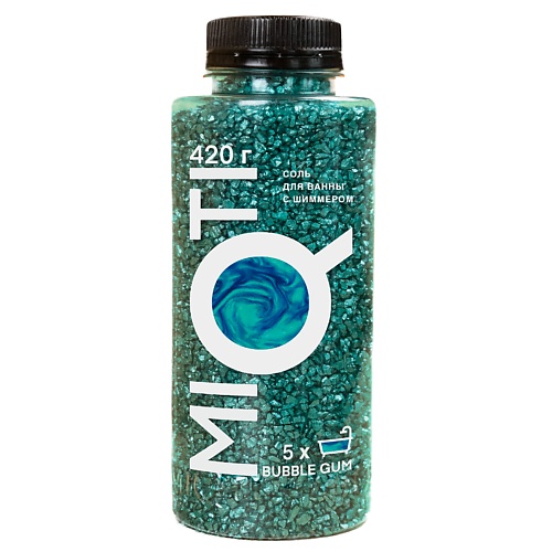 MIQTI Соль для ванн цветная, с шиммером, аромат Bubble Gum