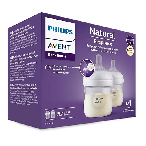 Товары для кормления PHILIPS Набор из двух бутылочек для кормления Natural Response Airfree