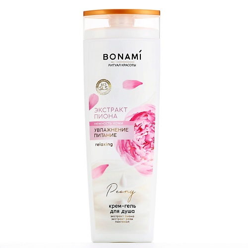 

BONAMI Гель для душа с пантенолом, увлажнение и питание, аромат пиона и розы 400, Гель для душа с пантенолом, увлажнение и питание, аромат пиона и розы