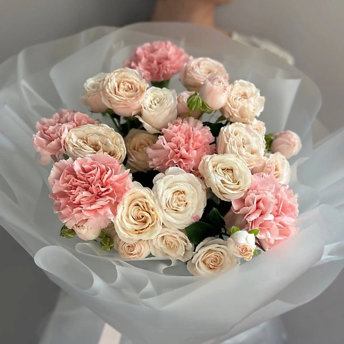 

РЯБИНА ЦВЕТОЧНАЯ МАСТЕРСКАЯ Кремовый букет пионовидных роз, Кремовый букет пионовидных роз
