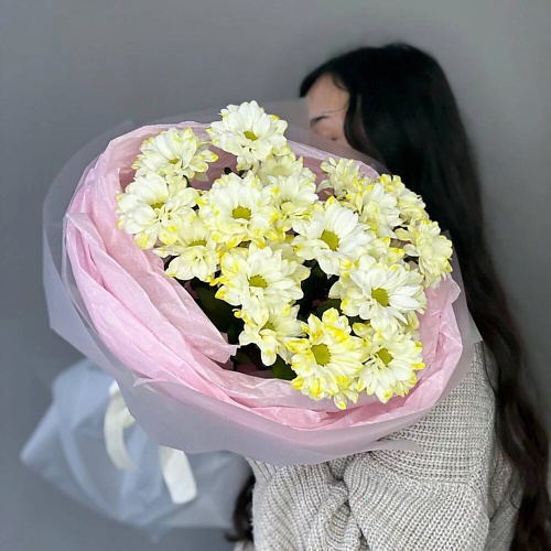 

ДАРИ ЦВЕТЫ Желтый букет из 3 хризантем, Желтый букет из 3 хризантем