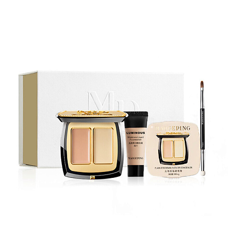 

MAOGEPING Консилер Flawless Double-Color + мини-тональный крем + кисть, Консилер Flawless Double-Color + мини-тональный крем + кисть