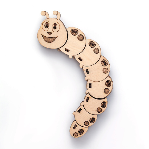 

DROVO Деревянный конструктор 3D пазл Гусеница ТУТТА, Деревянный конструктор 3D пазл Гусеница ТУТТА
