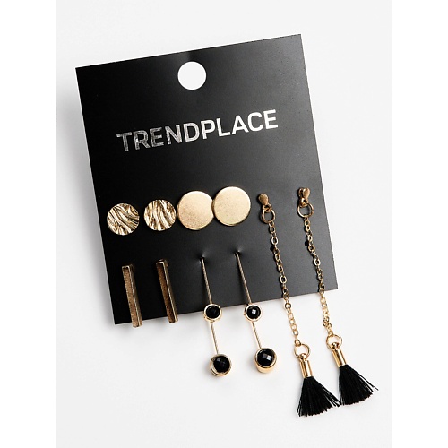 

TRENDPLACE Набор серьги пусеты кольца бижутерия под золото, Набор серьги пусеты кольца бижутерия под золото
