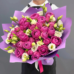Букет из пионовидных роз Misty Bubbles Eustoma