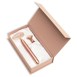 Кварцевый роллер для лица с вибрацией, розовый Vibrating Quartz Roller for Facial Massage Pink