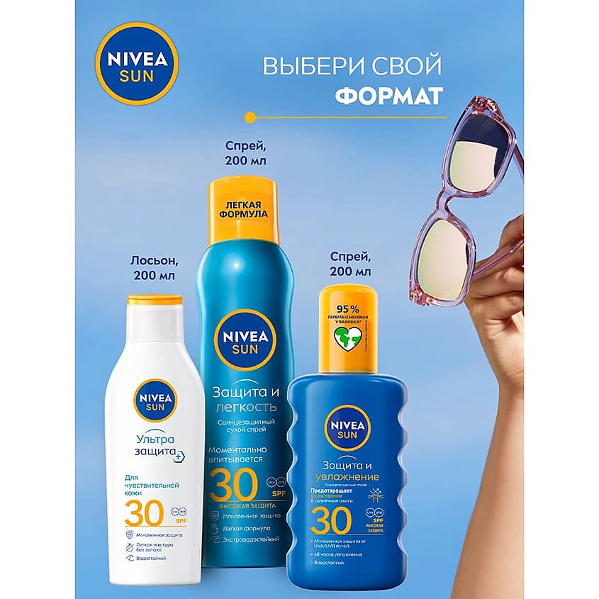 NIVEA Sun Солнцезащитный лосьон для чувствительной кожи Ультра Защита SPF 30 – фото 6