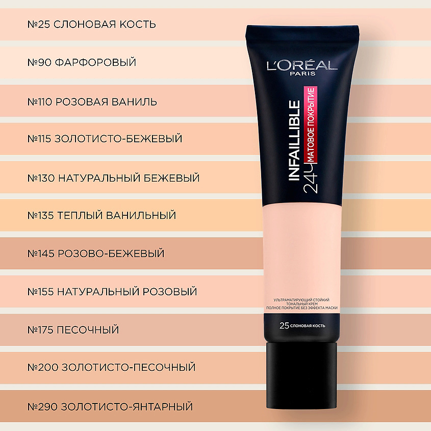 L'ORÉAL PARIS Ультраматирующий стойкий тональный крем 24 часа матовое покрытие Infaillible – фото 3