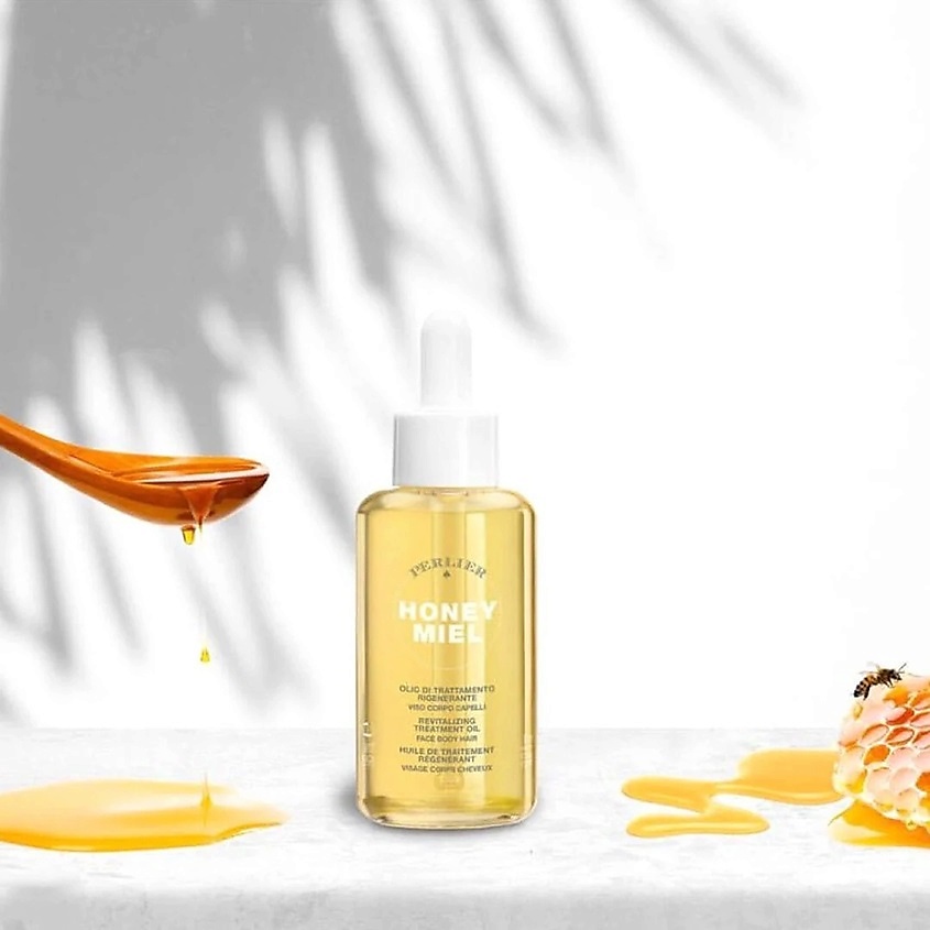 PERLIER Масло для лица, тела и волос восстанавливающее Honey Miel Revitalizing Treatment Oil Face Body Hair – фото 2