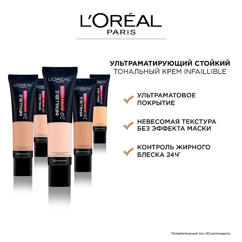 L'ORÉAL PARIS Ультраматирующий стойкий тональный крем 24 часа матовое покрытие Infaillible – фото 4